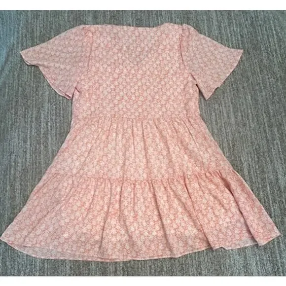 Evri Women’s Peach & White Flared Lined Dress Woman Size 0X Or 14W Lined - Picture 2 of 5